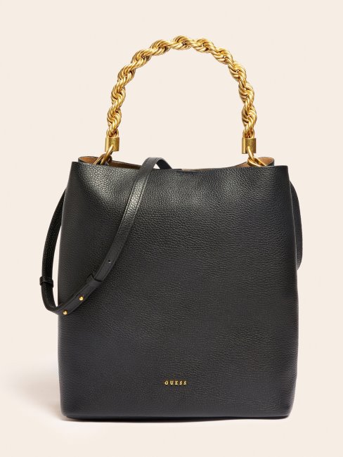 Sac à Main Guess Noir En Cuir Véritable Aida