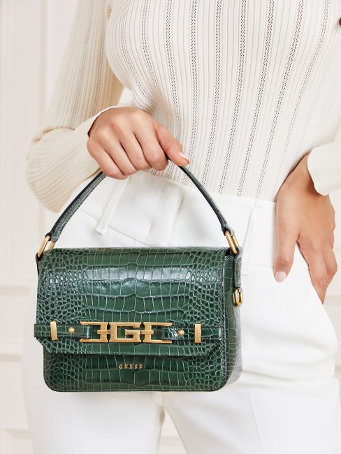 Guess Sac à Bandoulière Cristina Bleu En Cuir Véritable