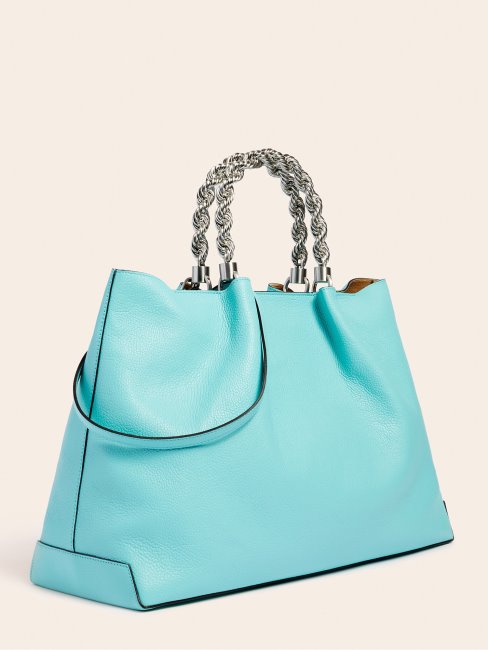 Aida Sac à Main En Cuir Véritable Bleu Guess