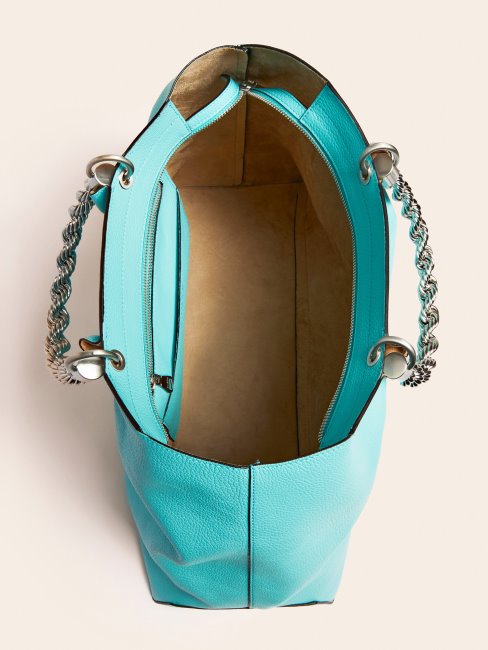 Aida Sac à Main En Cuir Véritable Bleu Guess