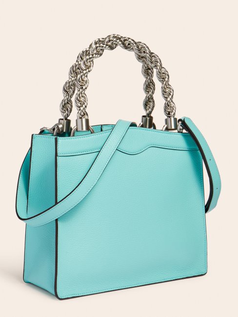 Mini Sac à Main Guess En Cuir Véritable Bleu Aida