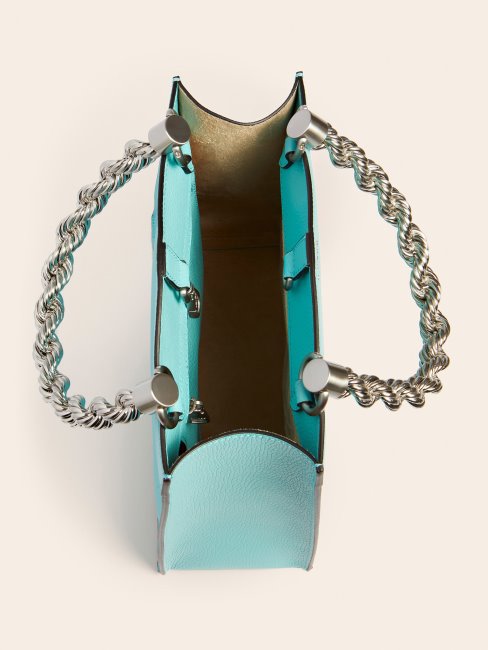 Mini Sac à Main Guess En Cuir Véritable Bleu Aida