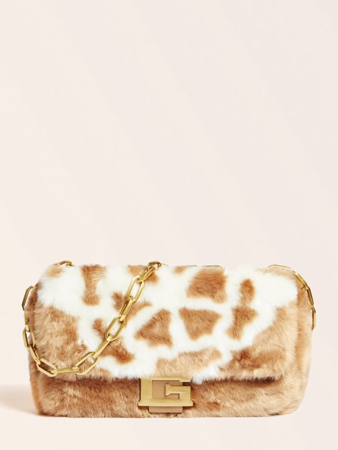 Guess Gris Sac à Bandoulière En Fausse Fourrure Helma