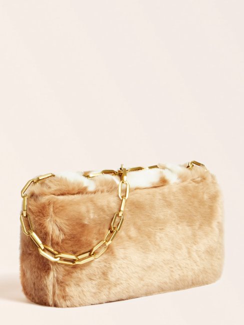 Guess Gris Sac à Bandoulière En Fausse Fourrure Helma