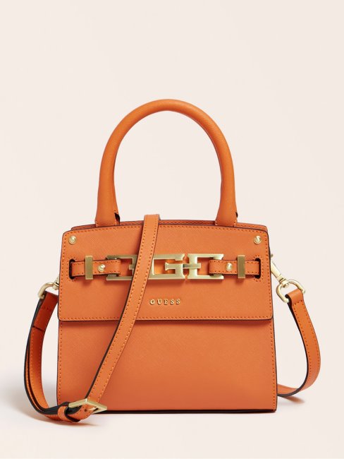 Guess Sac à Main Cristina En Cuir Véritable Orange