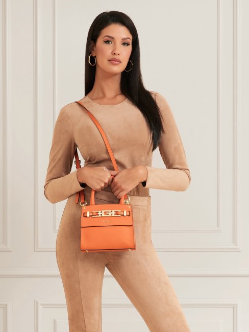 Guess Sac à Main Cristina En Cuir Véritable Orange