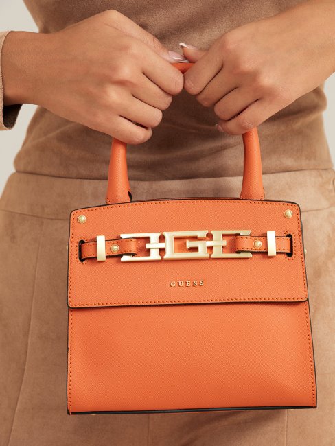 Guess Sac à Main Cristina En Cuir Véritable Orange