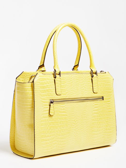 Sac à Main Raphie Imprimé Croco Jaune Guess