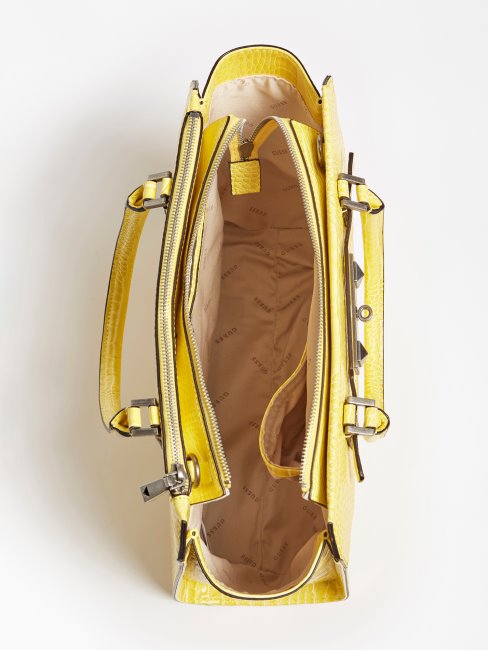 Sac à Main Raphie Imprimé Croco Jaune Guess