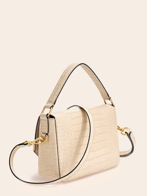 Sac à Bandoulière Cristina En Cuir Véritable Blanc Guess