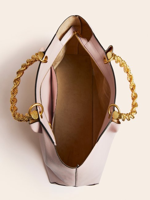 Sac à Main En Cuir Véritable Rose Guess Aida