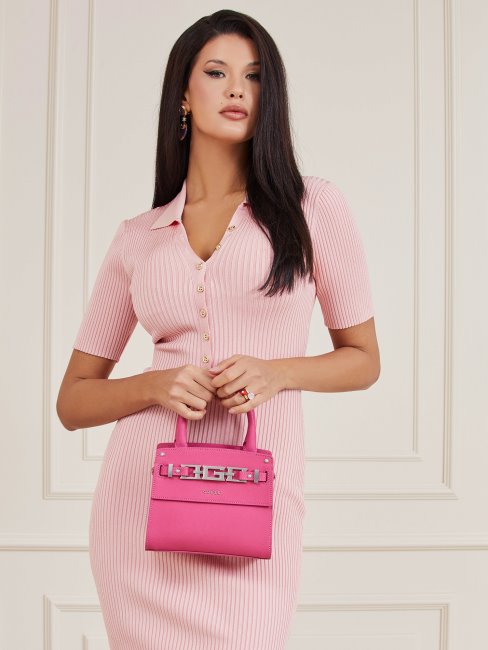 Guess Sac à Main Cristina En Cuir Véritable Fuchsia