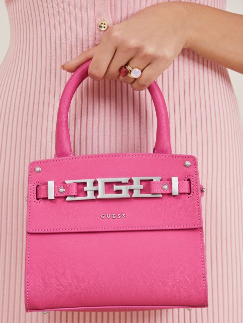 Guess Sac à Main Cristina En Cuir Véritable Fuchsia