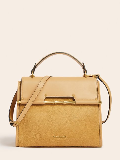 Alia Sac à Main En Cuir Véritable Guess Beige