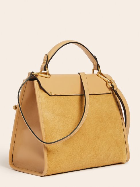 Alia Sac à Main En Cuir Véritable Guess Beige