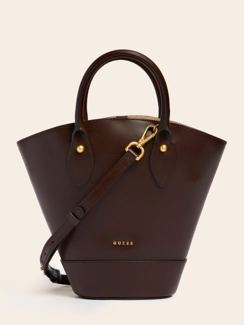 Sac à Main Guess Jary En Cuir Véritable Marron
