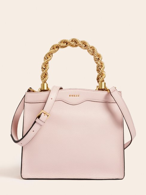 Mini Sac à Main Guess En Cuir Véritable Rose Aida