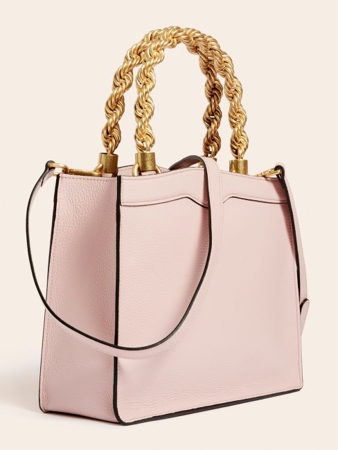 Mini Sac à Main Guess En Cuir Véritable Rose Aida