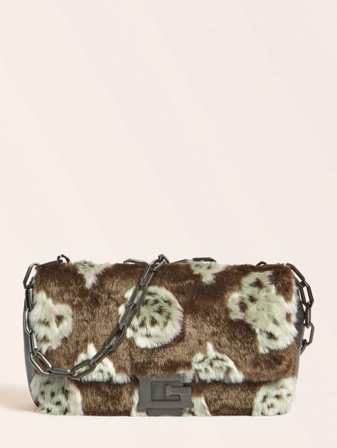 Helma Sac à Bandoulière En Fausse Fourrure Guess Marron Multi