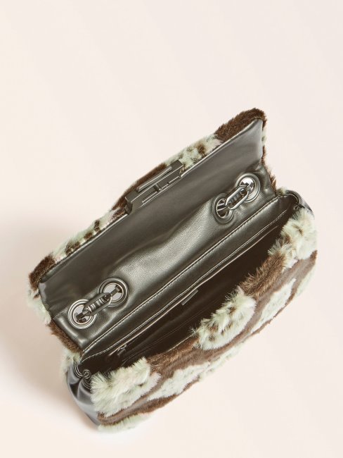 Helma Sac à Bandoulière En Fausse Fourrure Guess Marron Multi