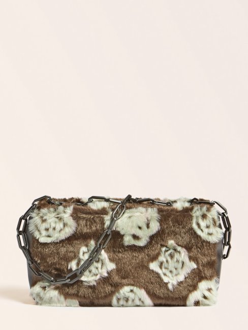 Helma Sac à Bandoulière En Fausse Fourrure Guess Marron Multi