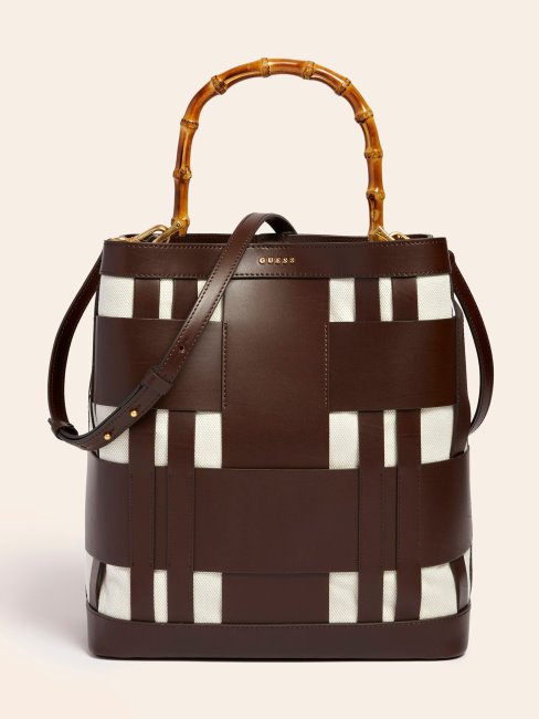 Sac Hobo Guess Marron En Cuir Véritable Tissé Aida