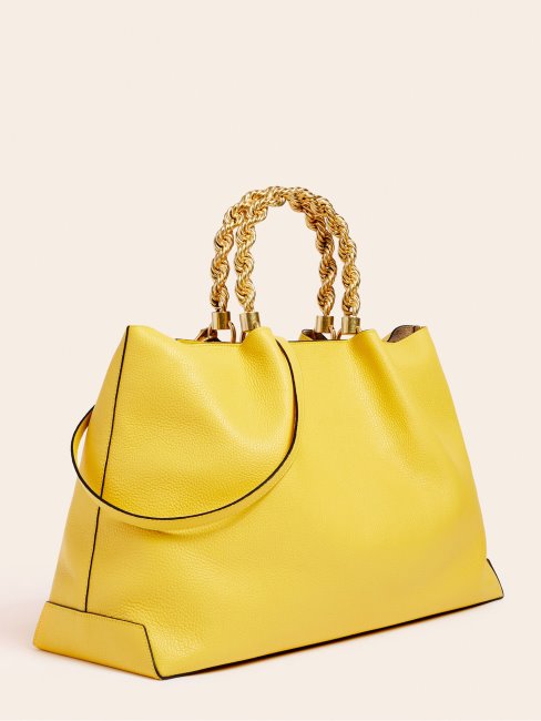 Sac à Main Guess En Cuir Véritable Aïda Jaune