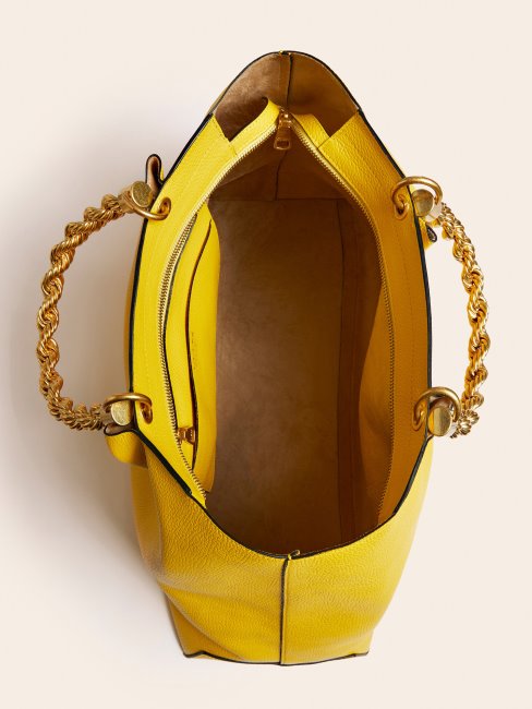 Sac à Main Guess En Cuir Véritable Aïda Jaune