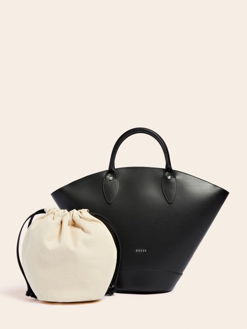 Guess Jary Sac à Main En Cuir Véritable Noir