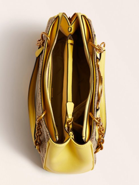 Sac Porté épaule Guess Aviana 4g Jaune Avec Logo