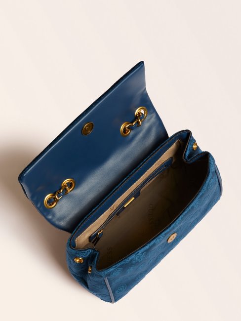 Kimi Sac Bandoulière En Velours Bleu Guess