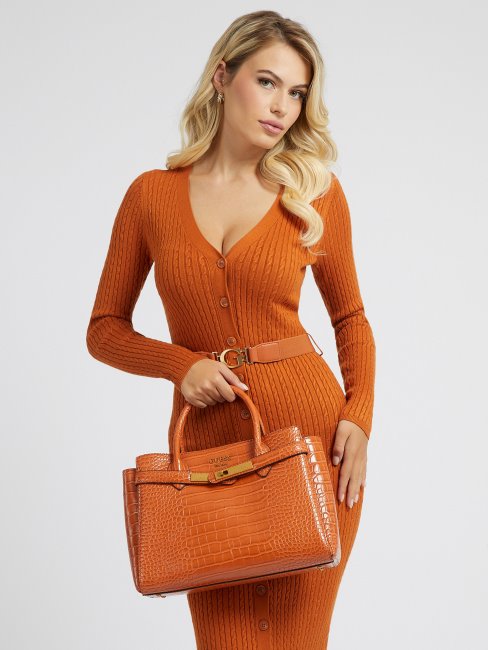 Sac à Main Guess Enisa Marron Imprimé Croco