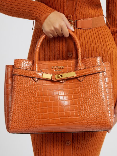 Sac à Main Guess Enisa Marron Imprimé Croco