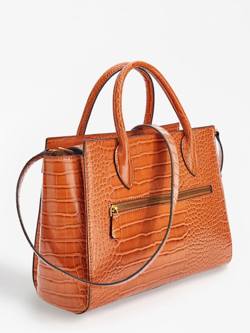 Sac à Main Guess Enisa Marron Imprimé Croco