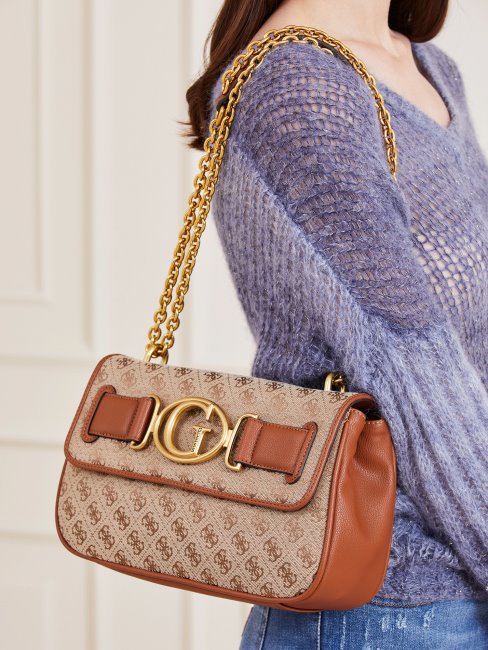 Sac Besace Logo Aileen 4g Marron Guess