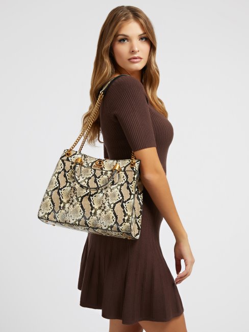 Sac Bandoulière Guess Multi Beige à Imprimé Python Nell