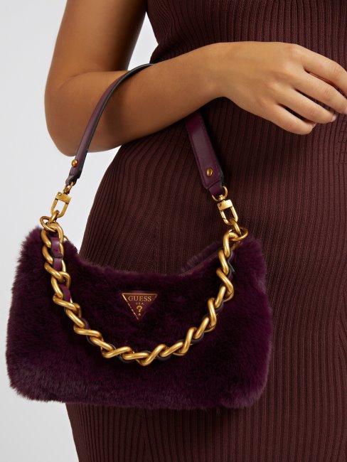 Sac Porté épaule En Fausse Fourrure Morada Rouge Guess