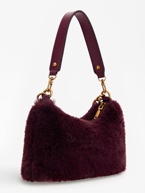 Sac Porté épaule En Fausse Fourrure Morada Rouge Guess