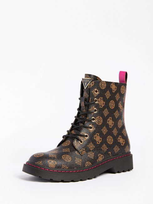 Guess Rambo 4g Pivoine Logo Bottes De Combat Marron