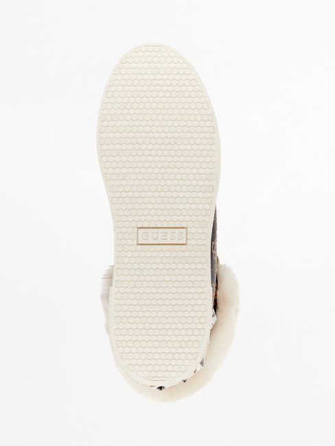 Baskets Montantes Ruke En Fausse Fourrure Marron Guess