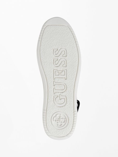Guess Baskets Montantes En Cuir Véritable Blanc Multi Sidny