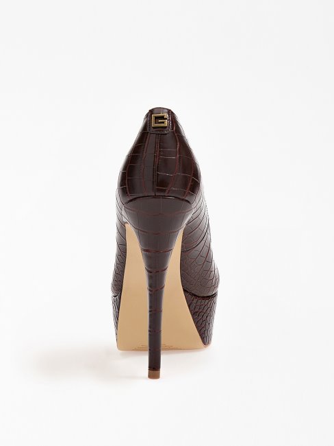 Escarpins En Cador Imprimé Croco Guess Marron