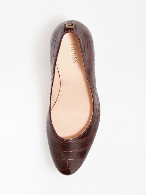 Escarpins En Cador Imprimé Croco Guess Marron