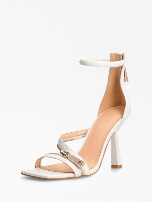 Sandale Guess Jeomie En Cuir Véritable Blanc