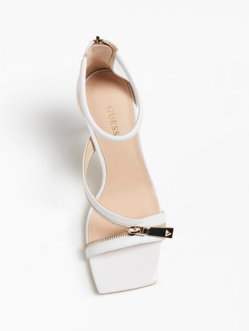 Sandale Guess Jeomie En Cuir Véritable Blanc
