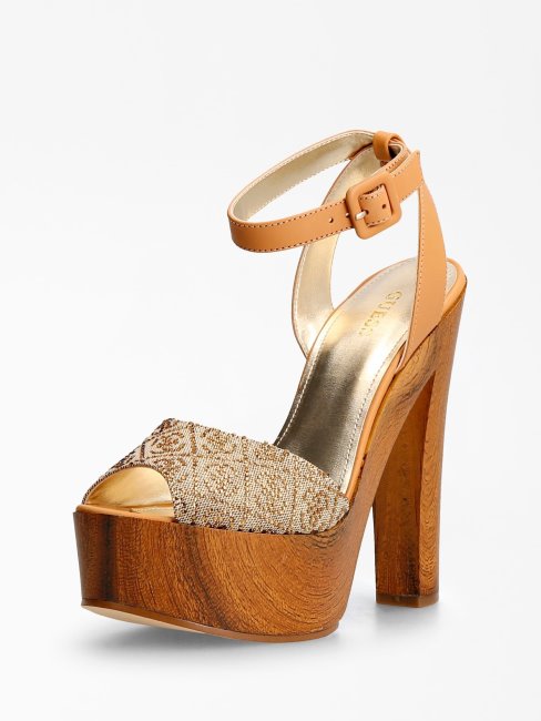 Sandale Garza Détaillée Strass Beige Guess