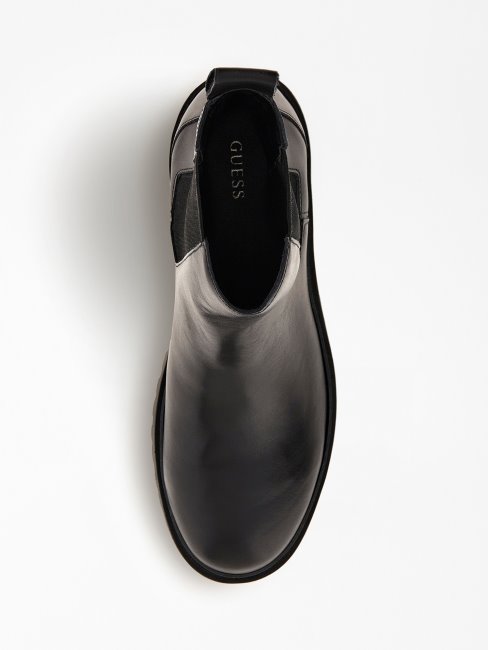 Guess Bottines Chelsea En Cuir Mélangé Noir Chêne