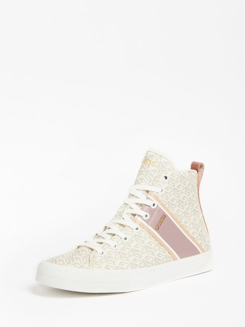 Espadrilles Montantes à Logo Elga Crème Guess