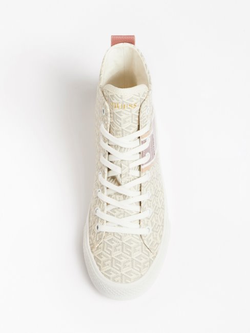 Espadrilles Montantes à Logo Elga Crème Guess