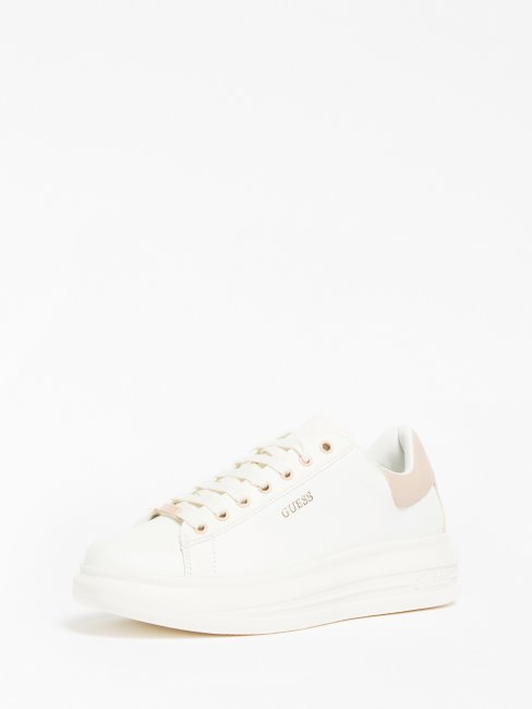 Guess Sneaker Vibo En Cuir Mélangé Blanc